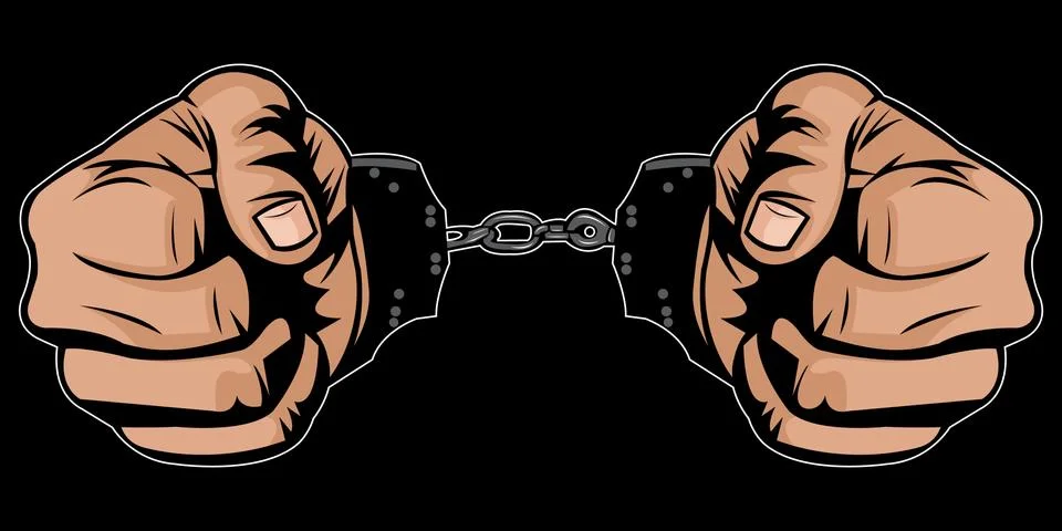 Vector Illustration of two hand in handcuffs Stock Illustration