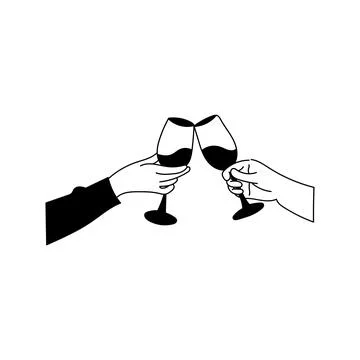 Vector illustration of two hands clinking wine glasses Stock Illustration