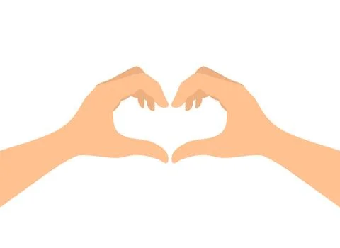 Vector illustration of two hands showing a heart sign on a white background Illustrazione stock