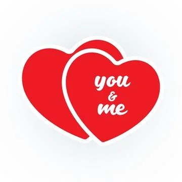 Vector illustration Two hearts together with quote You and Me. Stock Illustration