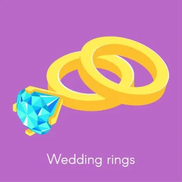 Vector illustration of two isometric wedding rings. Illustrazione stock