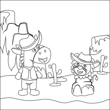Vector illustration of two little cowboy. Stock Illustration