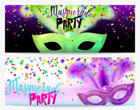 Vector illustration of two masquerade party flyer templates Stock Illustration