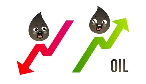 Vector illustration of two oil drops with arrows. Stock Illustration
