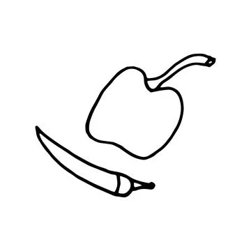 Vector illustration of two peppers in doodle style Stock Illustration