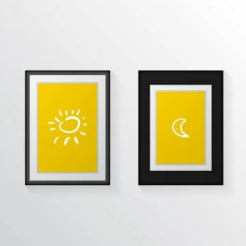 Vector illustration of two poster mock-ups Yellow poster mock up with blac... Stock Photos