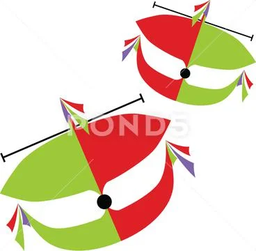 Vector illustration of two red and green wau merak (bulan) Malaysian ...