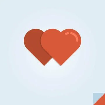 Vector illustration of two red hearts on a folded paper Stock Illustration