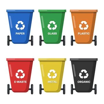 Vector illustration of type of trash can Ilustración de archivo