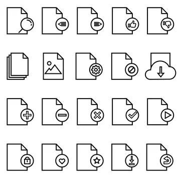 Vector illustration. Types of electronic documents. Paper icons set. Stock Illustration