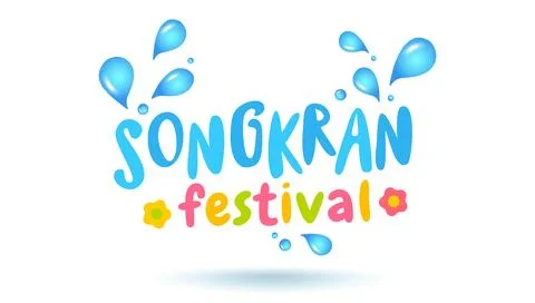 Vector illustration of typography with drops for Songkran festival. Vector .. 库存插图