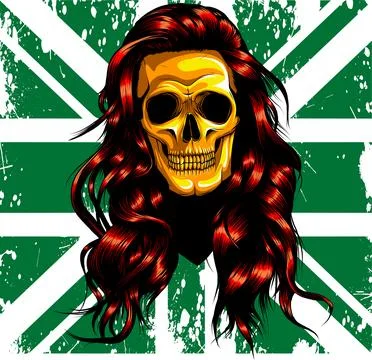 Vector illustration of UK flag with skull. digital draw Stock Illustration