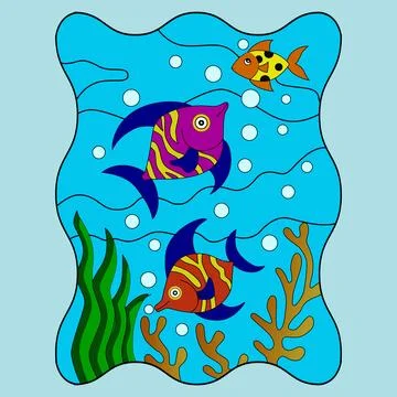 Vector Illustration of Underwater Scenery Stock Illustration