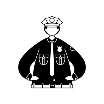Vector illustration of a uniformed policeman. Professions. Outline Stock-Illustration