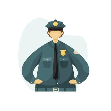 Vector illustration of a uniformed policeman. Professions. Flat style Stock Illustration