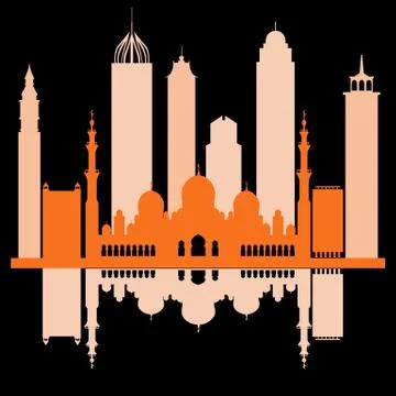 Vector illustration of United Arab Emirates skyscrapers silhouette. Dubai and Ilustración de archivo