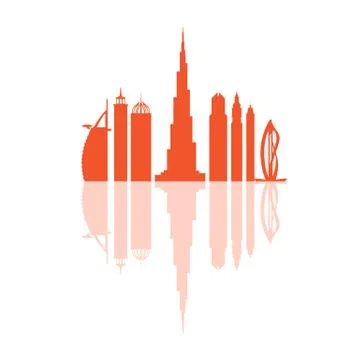 Vector illustration of United Arab Emirates skyscrapers silhouette. Dubai bui Ilustración de archivo