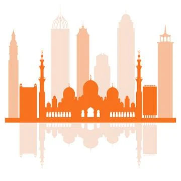 Vector illustration of United Arab Emirates skyscrapers silhouette. Dubai and Stock Illustration