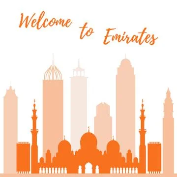 Vector illustration of United Arab Emirates skyscrapers silhouette. Dubai and Ilustración de archivo