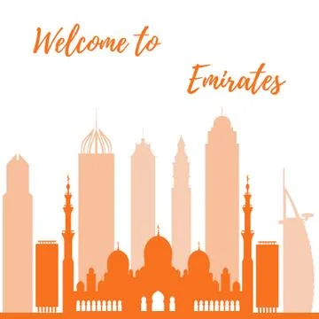 Vector illustration of United Arab Emirates skyscrapers silhouette. Dubai and Ilustración de archivo