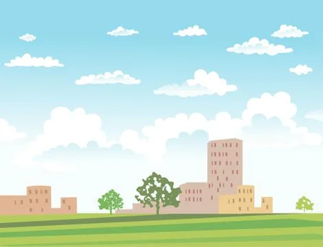 Vector illustration of urban landscape. Stock Illustration