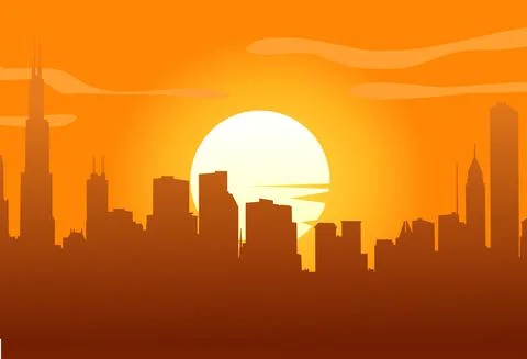 Vector illustration of urban skylines Stock Illustration