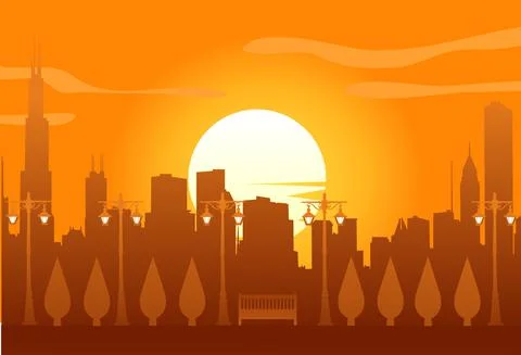 Vector illustration of urban skylines Illustrazione stock