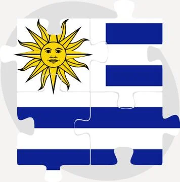 Vector illustration of uruguay flag in puzzle isolated on white background Illustrazione stock
