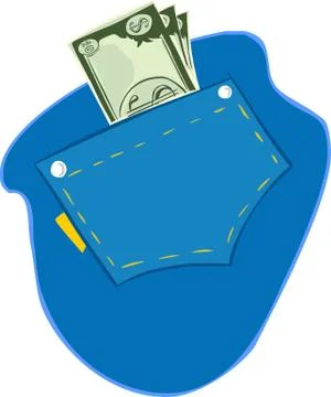 Vector illustration of US dollars in the pocket of blue jeans Stock Illustration