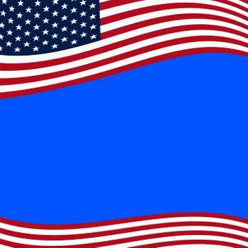Vector illustration of USA flag with a wave on a blue background Stock Illustration