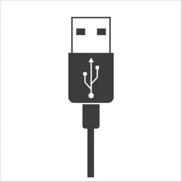 Vector illustration of USB cable icon. Isolated. Stock Illustration