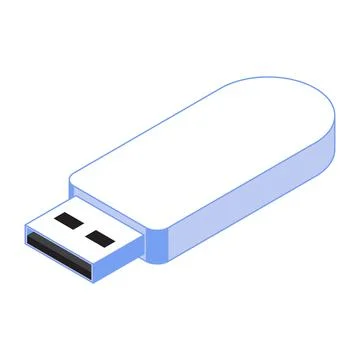 Vector illustration of a usb drive in a minimalist isometric style Stock Illustration