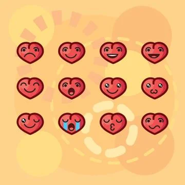 Vector illustration Valentines Day in style kawaii emoticons in the form of Stock Illustration