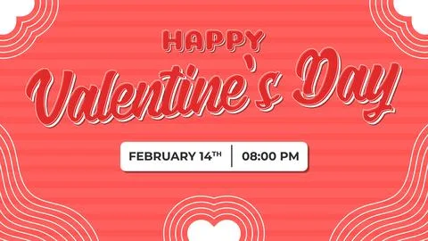 Vector Illustration of Valentine's Day Template. Valentine Poster Card Romantic  Stock Illustration