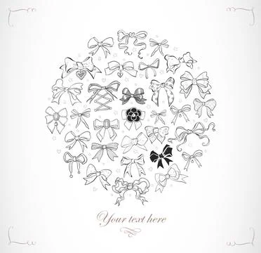 Vector illustration with various bow ties and delicate embellishments forming a Stock Illustration