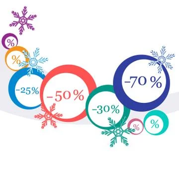 Vector  illustration of various discounts for markets and shops. Christmas sa Stock Illustration