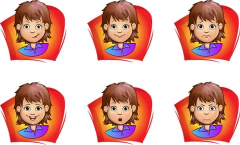 Vector illustration of various expressions emotions and mood. Set of cartoon Stock Illustration