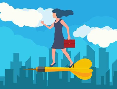 Vector illustration of various standing cartoon women in office clothes. Stock Illustration