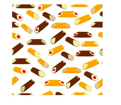 Vector illustration for various sweet waffles Sicilian dessert cannoli Stock Illustration