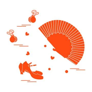 Vector illustration with various symbols of dance culture of Spain. Travel an Stock Illustration