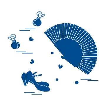 Vector illustration with various symbols of dance culture of Spain. Travel an Stock Illustration