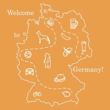 Vector illustration with various symbols of Germany. Travel and leisure. Stock Illustration