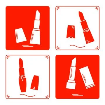 Vector illustration with various tubes of  lipstick. Stock-Illustration