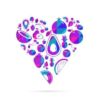 This is a vector illustration of Vector colorful  fruit heart. Illustrazione stock