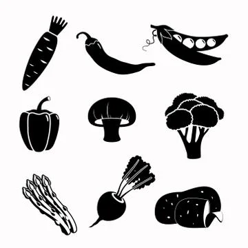 This is a vector illustration of Vector food black icon set Stock Illustration