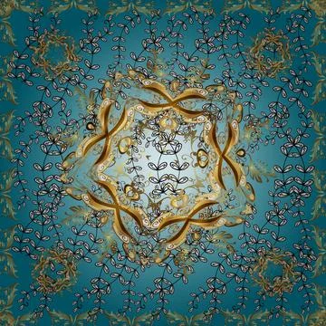 Vector illustration. Vector golden pattern. Black, neutral and blue colors with Stock Illustration