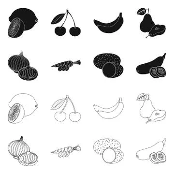 Vector illustration of vegetable and fruit symbol. Collection of vegetable and Stock Illustration