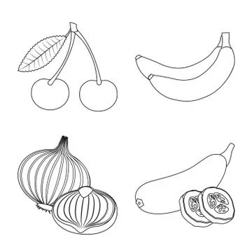Vector illustration of vegetable and fruit icon. Set of vegetable and vegetarian Stock Illustration