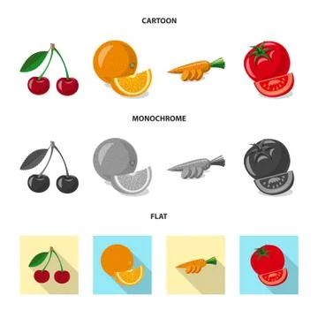 Vector illustration of vegetable and fruit icon. Set of vegetable and vegetarian Stock Illustration