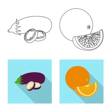 Vector illustration of vegetable and fruit logo. Collection of vegetable and Stock Illustration
